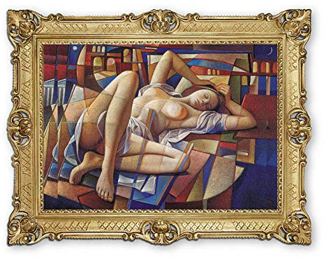 Wunderschönes Gemälde 90x70 cm Künstler; Picazio *Nackte Frau im Liegen -* Bild Bilder Barock Rahmen Antik Repro Renaissance 58B