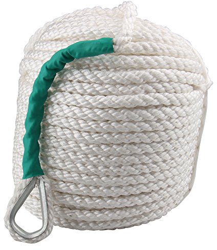 Pindex Nylon Braided Anchor Rope Three Strand 12mm x 30m Twisted Anchor Rope for Sailing Boat Sleigh Line