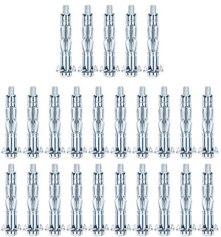 Lot de 25 fixations M4 × 38 pour plaques de plâtre, vis d'ancrage pour murs creux, vis d'ancrage pour cloison sèche, chevilles métalliques, chevilles à expansion pour cloison sèche, fixations murales