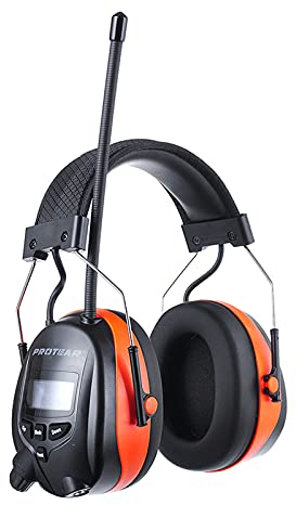 Casque Radio Bluetooth Bluetooth À Proximité, Cachette de Sécurité pour la Réduction Du Bruit, Protection de L'Oreille Rechargeable pour la Tonte de la Pelouse À L'Extérieur Du Travail (Orange)