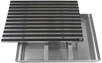 Emco Fußmatte mit Bodenwanne 75 mm, Bürsten Grau, Größe:75x50cm | Eingangsmatte DIPLOMAT, Aluminiumprofile & -Bodenwanne mit Ablauf, Mattenhöhe 22 mm, Außenbereich, für Grobschmutz