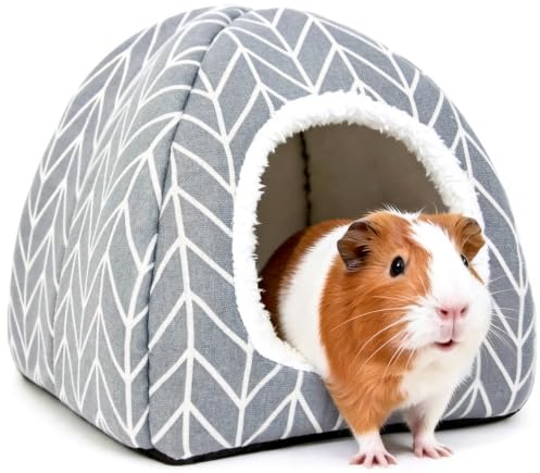 Tierecare Guinea Pig Hideout Bed Dwarf Rabbit House Cave Accessories Cozy Hide-Out for Little Bunny Hedgehog Ferret Chinchilla&Other Small Animals (Grey)