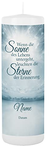 private grief Trauerkerze mit persönlicher Beschriftung/Gedenkkerze mit Trauerspruch Sterne der Erinnerung