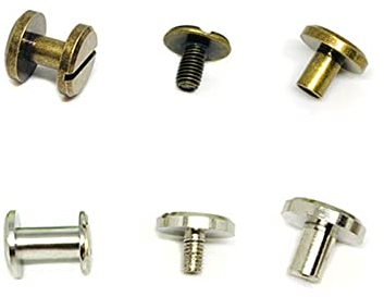 Viti Testa Piatta,Ribattini Per Cuoio,Rivetti Bottoni,Binding Screws,Viti Per Libri,Vite Di Rilegatura Rivetti,Rilegature Testa Piatta,per Libro Scrapbook Photo Album Cintura,4 Pezzi(Argen,Bronzo)