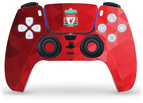 Head Case Designs Officially Licensed Liverpool Football Club Crest Red Geometric Art Vinyl Faceplate Sticker Gaming Skin Decal Cover Compatible With Sony PlayStation 5 PS5 DualSense Controller