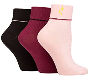 SOCKSHOP Wildfeet Ladies Turn Over Top Socks Pack of 3