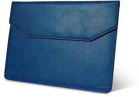 Kronemar 14 Zoll Premium Vollnarbenleder Laptop Sleeve Hülle - Kompatibel mit MacBook Air M3/M2 (2023-2024) & MacBook Pro M4/M3/M2/M1 (2021-2024) - Blau