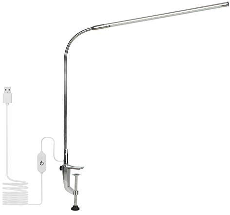 ADITAM USB Clip-on Lampe de Bureau Blanc Toucher Contrôle Dimmable LED Liseuse Angle Flexible pour Tête de Lit Bureau Workbench Double The Comfort