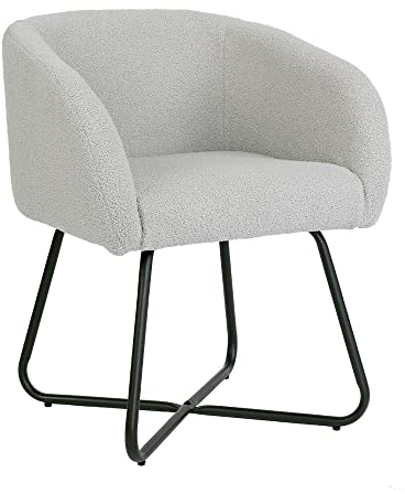 Mingone Sessel Kleine Loungesessel Cocktailsessel Modern Einzelsofa Lammwolle Designer Polstersessel mit Schwarz Metallbeinen für Wohnzimmer Schlafzimmer bis 120kg,Grau