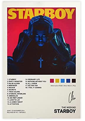 NILK The Poster Weeknd Starboy Music Album Cover Leinwand Poster Schlafzimmer Dekor Sport Landschaft Büro Zimmer Dekoration Geschenk Unframe:12x18inch(30x45cm)