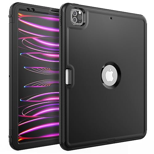 SEYMAC stock Case for iPad Pro 12.9 Inch (6th/5th/4th/3rd Generation, 2022/2021/2020/2018), Shockproof Magnetic Smart Cover with Pencil Holder & Sturdy Stand, Auto Sleep/Wake -Black