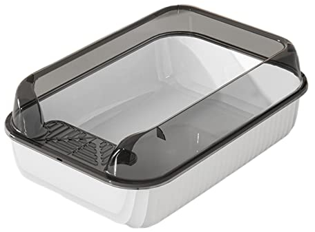 Bandeja de Arena para Gatos Inodoro para Gatos Escudo de Alto Suministros de Orinal para Gatos Grandes Resistente a Las, Blanco