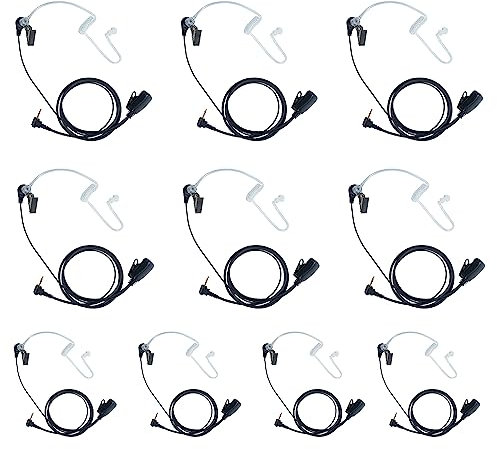 TDYU Walkie Talkie Headset with Mic PTT Covert Acoustic Tube Earpiece Compatible for Motorola Talkabout MH230R MR350R T600 T200 T200TP T260 T260TP T460 MT350R 2 Way Radio 10Pack