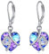 AOBOCO Lila Liebes Herz Ohrringe Damen 925 Sterling Silber Leverback Hängend Ohrringe Schmuck mit Kristallen Valentinstag Geburtstagsgeschenk für Sie Frauen Frau Freundin (Lila Leverback)