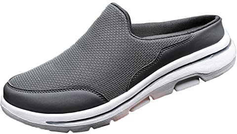 Scarpe da Camminata Uomo Senza Lacci Scarpe Uomo estive Bianche Scarpe Uomo Tela Stivali Gomma Uomo Grigio Scuro-A 10.99