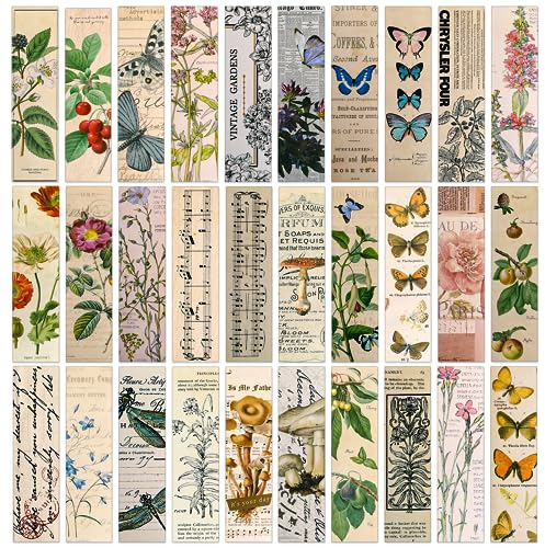 30 Stück Vintage ästhetisches Lesezeichen, elegantes Muster Papier Lesezeichen für Buch liebhaber, einfacher Stil Buch zubehör Natürlicher Stil Buch marken Niedliche Lesezeichen Pack