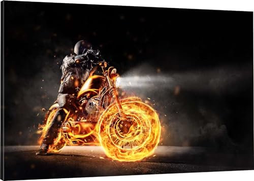 HUBDECO Leinwand Bilder Wohnzimmer - Bilder, Poster, Kunstdrucke - Leinwandbild - Bild auf Leinwand - Tolle Zimmerdekoration - Schlafzimmer Bilder - 100x70 cm Harley Motor
