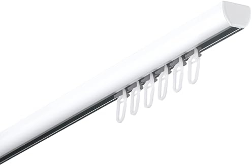 Garesa Gardinenschiene Profil 400, 1-läufig, Weiß I Aluminiumschiene inkl. Gleiter I Deckenmontage I Halbrunde Vorhangschiene I 130cm