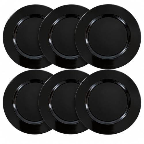 6 x Platzteller stilgerecht und extravagant in glänzend schwarz Ø 33 cm | Unterteller - Platzteller - Deko Teller - Dekoteller schwarz Tischdeko