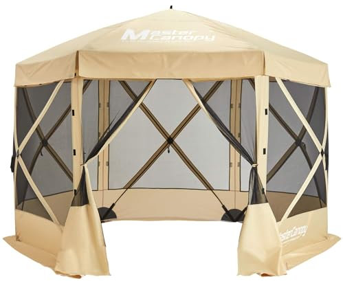 MASTERCANOPY Tragbarer Pop-Up-Pavillon für den Außenbereich, Camping Zubehör Campingzelt mit Tragetasche, 30,5 x 30,5 cm, Beige