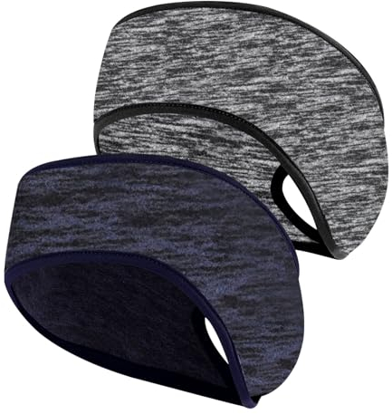 Sport Stirnband 2 Stück Stirnbänder Winter Laufstirnband Damen Schweißband Sportstirnbänder Fleece Stirnband Joggen Sport Haarband Warm Thermal Headband für Damen,Herren,Mädchen (Blau/Grau, Blau/Grau)