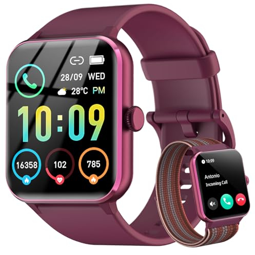 IOWODO R50 Montre Connectée Femme Homme Appel Bluetooth, Écran 1.85 inches, Moniteur Cardiofréquence/SPO2, Analyse Sommeil, 100 Modes de Sport, Compatible avec Android/iOS (Violet)