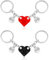 Porte Clé Coeur, 2 Paires Porte Clef Couple, Idee Cadeau pour Noël, Saint Valentin, Anniversaires, Fête des Mères(Rouge+Nero)