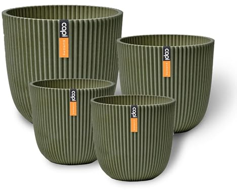 Capi Europe - Geschenkset Blumentopf Kugel Groove 'Made with' Kunstrasen grün - Set M - Blumentöpfe für drinnen und draußen - Hergestellt aus recycelten Materialien