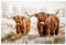 MuchoWow© Gartenposter 90x60 cm Outdoor Bilder Gartendeko für draußen Wetterfest Sichtschutz Garten Deko PVC Banner Draußen Bild Schottischer Hochländer - Kuh - Natur - Winter