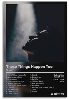 szzmyo G-Eazy Poster These Things Happen Too, dekoratives Gemälde, moderne ästhetische Leinwandposter, Schlafzimmer, Kunst, Wohnzimmer, Dekoration, Poster, 60 x 90 cm, ungerahmter Stil