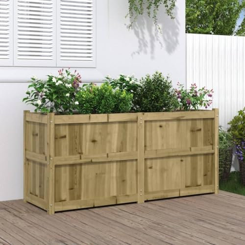 Iiaky Jardinière 150x50x70 cm Bois de pin imprégné,Jardiniere sur Pieds,Bac avec Treillis,Jardiniere Terrasse