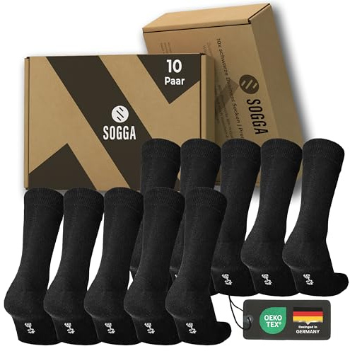 SOGGA Business Socken Herren 39-42 Schwarz | Premium Herren Socken 39-42 | 10 Paar hochwertige schwarze Herrensocken Anzugsocken Baumwolle