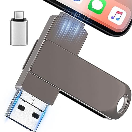 USB Stick 512gb 3-in-1 mit USB-C Adapter, Externer Speicherstick für Phone, Android, Pad, PC und Laptop – Schnelles Daten- und Foto-Backup, kompatibel mit iOS und Android,(Schwarz)