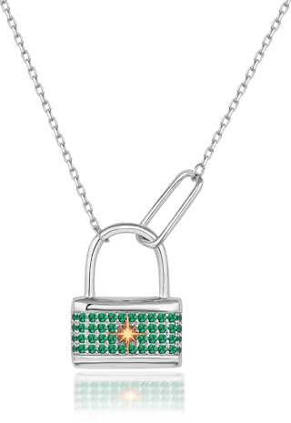 Love Me Chief Silberkette Für Damen 925 ohne Anhänger | Silber Halskette mit Vorhängeschloss und Nordstern-Motiv | Kette Schmuck Geschenk für Frauen, Hochzeit, Mutter, Freundin,(CN-021-1)
