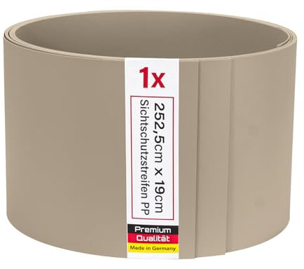 Zaunrebell Sichtschutzstreifen PP Lederoptik Steingrau, ähnl. RAL 7030-1 Stück 252x19 cm für Doppelstabmattenzaun, Gittermattenzaun