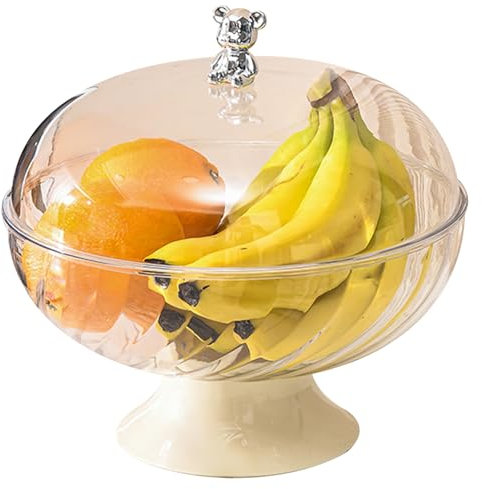 Obstschale mit Deckel 9 7 x 9 5 Zoll große Obstschale durchsichtiger Obstkorb mit Abtropflöchern dekorative Standschale für die Küchentheke Obstschale mit Deckel für Gemüse Brot Snacks transparen