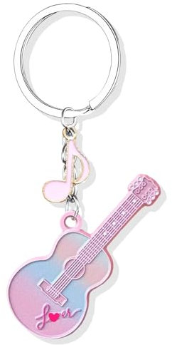 Rosa Punk-Musik-Gitarren Schlüsselanhänger für Mädchen und Frauen - Kawaii Geschenke für Musikliebhaber und Freundschaft