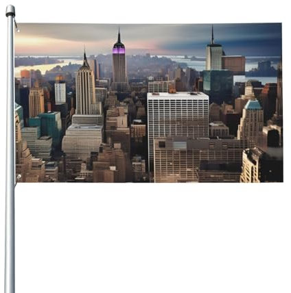 New York Fashion City bedruckte Flagge für den Außenbereich, Garten, Terrasse, Innenbereich, Heimdekoration, alle Jahreszeiten, Urlaubsflaggen, 90 x 150 cm