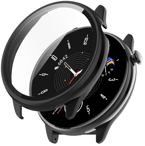 Schutzhülle für Amazfit GTR Mini Hülle, Harter PC Case Covers mit Glas Schutzfolie Displayschutz, Anti-Kratz Anti-Staub Schutz Gehäuse für Amazfit GTR Mini (Black)