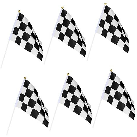 POPETPOP 25stücke Rennflaggen Zielflaggen Kompakte Polyester Fahnen Mit Stab Für Autorennen Und Motorsport Fans