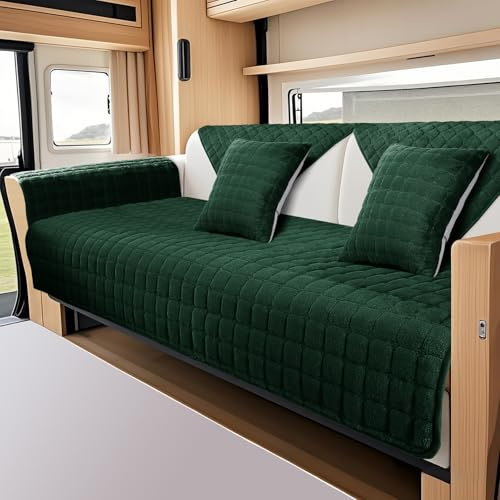 VFGFDJNDFX Weiche Flanell steppdecke polsterbezüge wohnmobil, Bezüge Für Wohnwagenpolster 1 2 3 4 Sitzer Sofa überzug, L Form sofaschoner rutschfeste (Dunkelgrün,90 * 120cm)