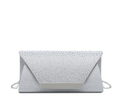 JFY Diamante On The Flap Over Cover Glitter Clutch Bag