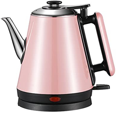 Wmmner Elektrischer Wasserkocher aus Edelstahl mit Schnellkochfunktion, doppelwandige Berührung, automatische Sicherheit, 1200 W, 1.2L/D/D/Rosa