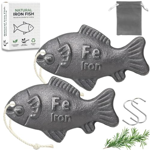 Iron Fish for Cooking, Reusable Iron Ingot for Daily Iron Supplement, Cast Iron Fish for Water & Food Safe Easy Way to Boost Iron Intake, Healthy Gift for Family