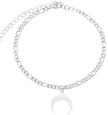 Bracelet de cheville en acier inoxydable - Argent lune
