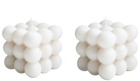 OYUUJII Duftkerze in Würfelform,2 Stück Bubble Kerze Sojawachs Kerzen | Aesthetic Room Decor Clean Girl Room Decor Handgefertigt Duftkerze Aromatherapie Kerze für Schlafzimmer,Badezimmer Weiß