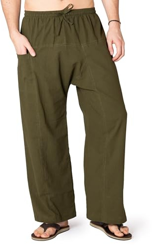 PANASIAM leichte Baumwollhose Damen & Herren - im Stil Einer Fischerhose | Schlupfhose Unisex, bequeme Rehahose & Relaxhose mit Gummibund & Tunnelzug - Freizeithose für Homeoffice, Krankenhaus & Yoga