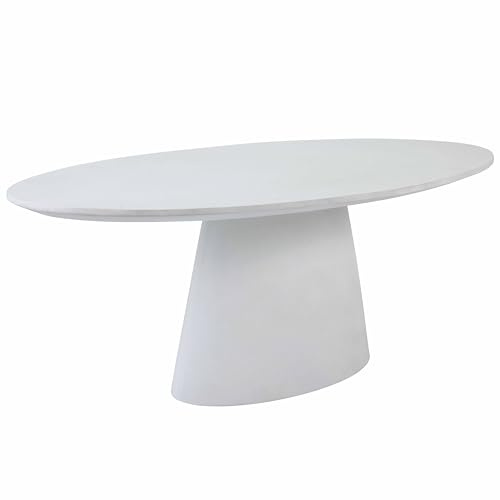 Oviala Gartentisch, oval, Betonoptik, glatt, 8-Sitzer, 200 x 110 cm, Weiß