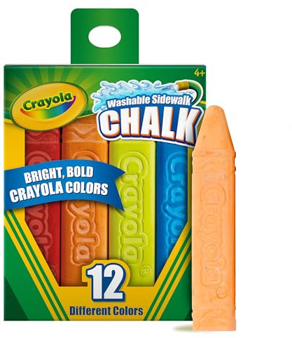 CRAYOLA Outdoor Chalk - Assorted Colours (Pack of 12) | Perfect for Drawing on the Pavement or Patio - Easily Washes Away with Water! | For Ages 4+