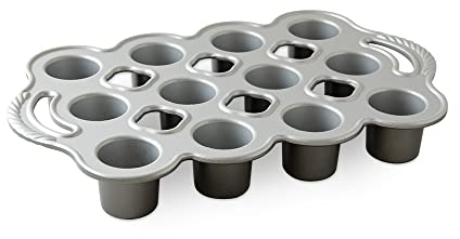 Nordic Ware Kleine Popover Pfanne aus Aluminiumguss, 1/4 Tassen, 12 Mulden, silber/grau